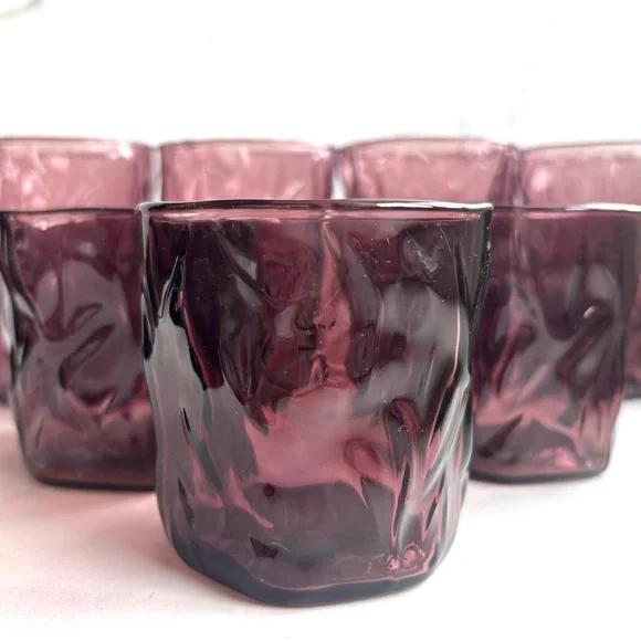 7 Seneca Morgantown amethyst glasses. 4 juice 3 lowball - Picture 4 of 7